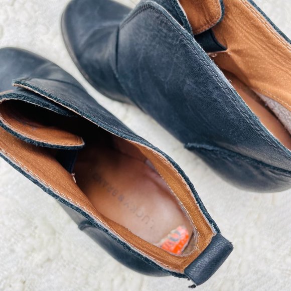 Lucky Brand Yinan Black Leather Platform Wedge Ankle Boot Size 9.5 - Picture 6 of 9